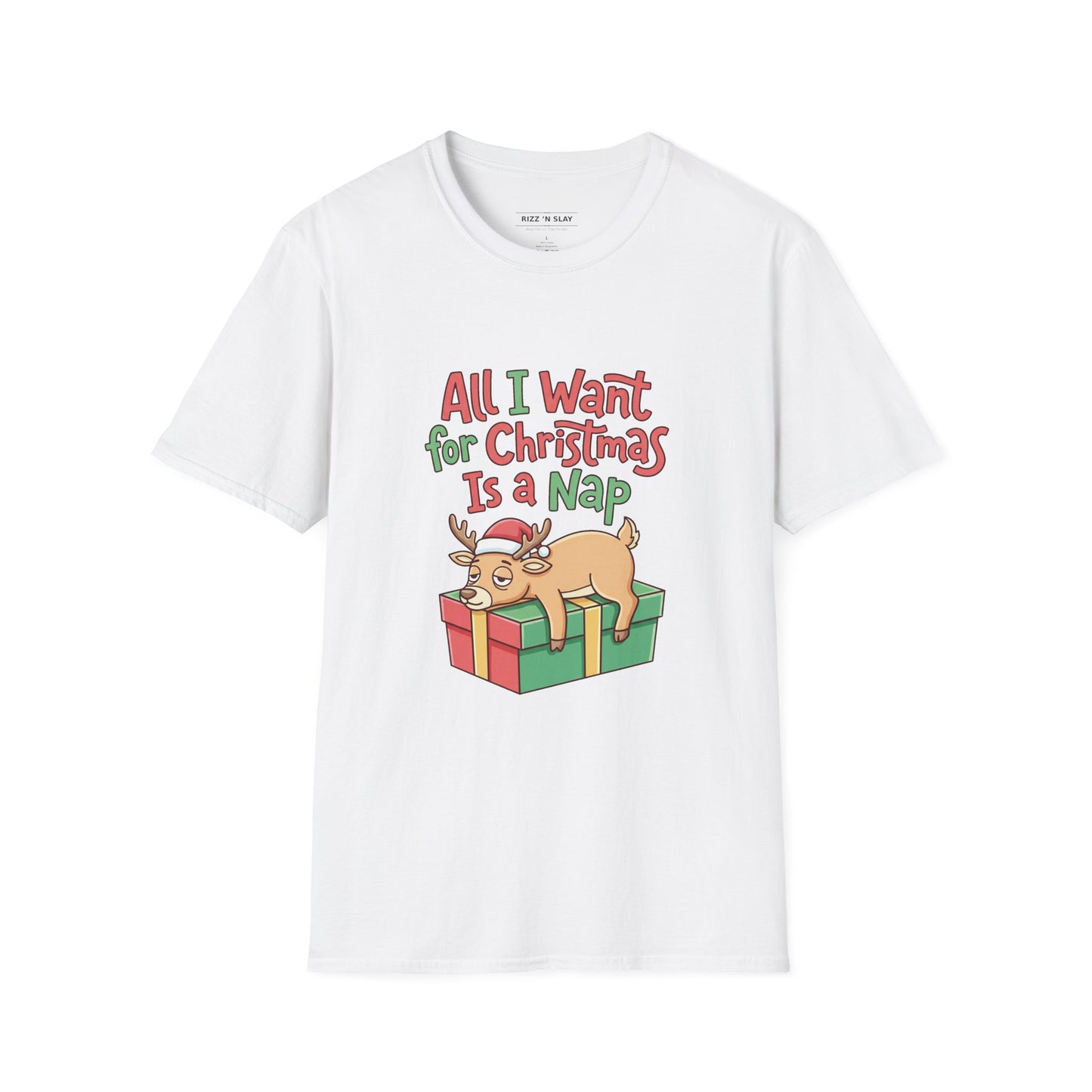 Christmas Nap T-Shirt — "All I Want for Christmas Is a Nap" Cute Reindeer Holiday Tee