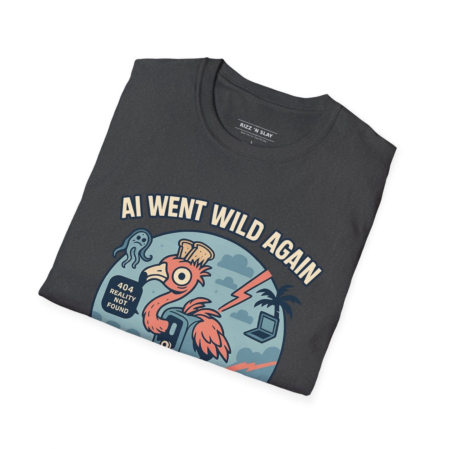 AI Gone Wild T-Shirt, Quirky Flamingo Tee