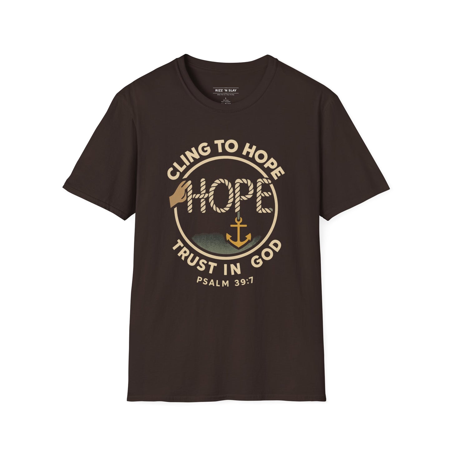 Cling to hope, trust in God - HOPE Anchor Tee — Christian Hope Rope & Anchor Graphic T-Shirt