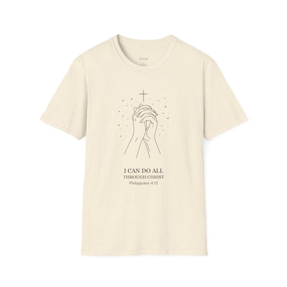I can do all through Christ | Inspirational Christian T-Shirt, Religious Shirt, Faith Tee, Unisex Softstyle T-Shirt, Biblical Gift, Prayer Shirt, Philippians 4:13 Tee