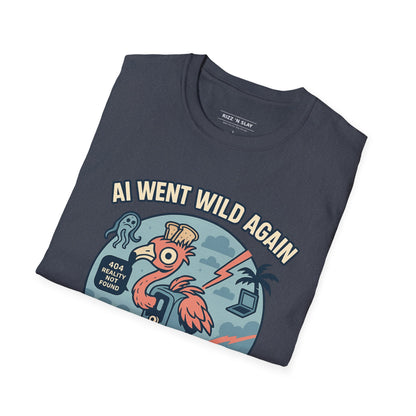 AI Gone Wild T-Shirt, Quirky Flamingo Tee