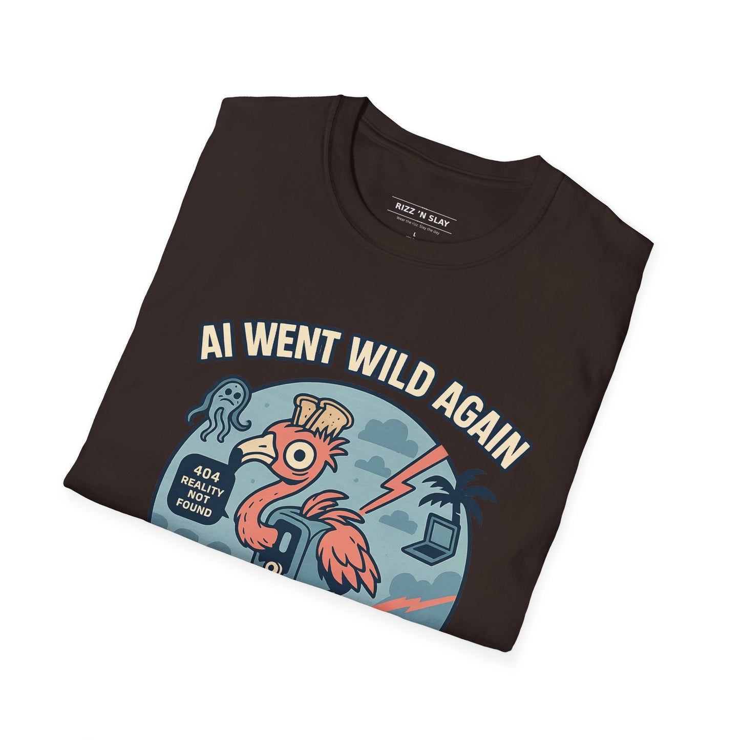 AI Gone Wild T-Shirt, Quirky Flamingo Tee