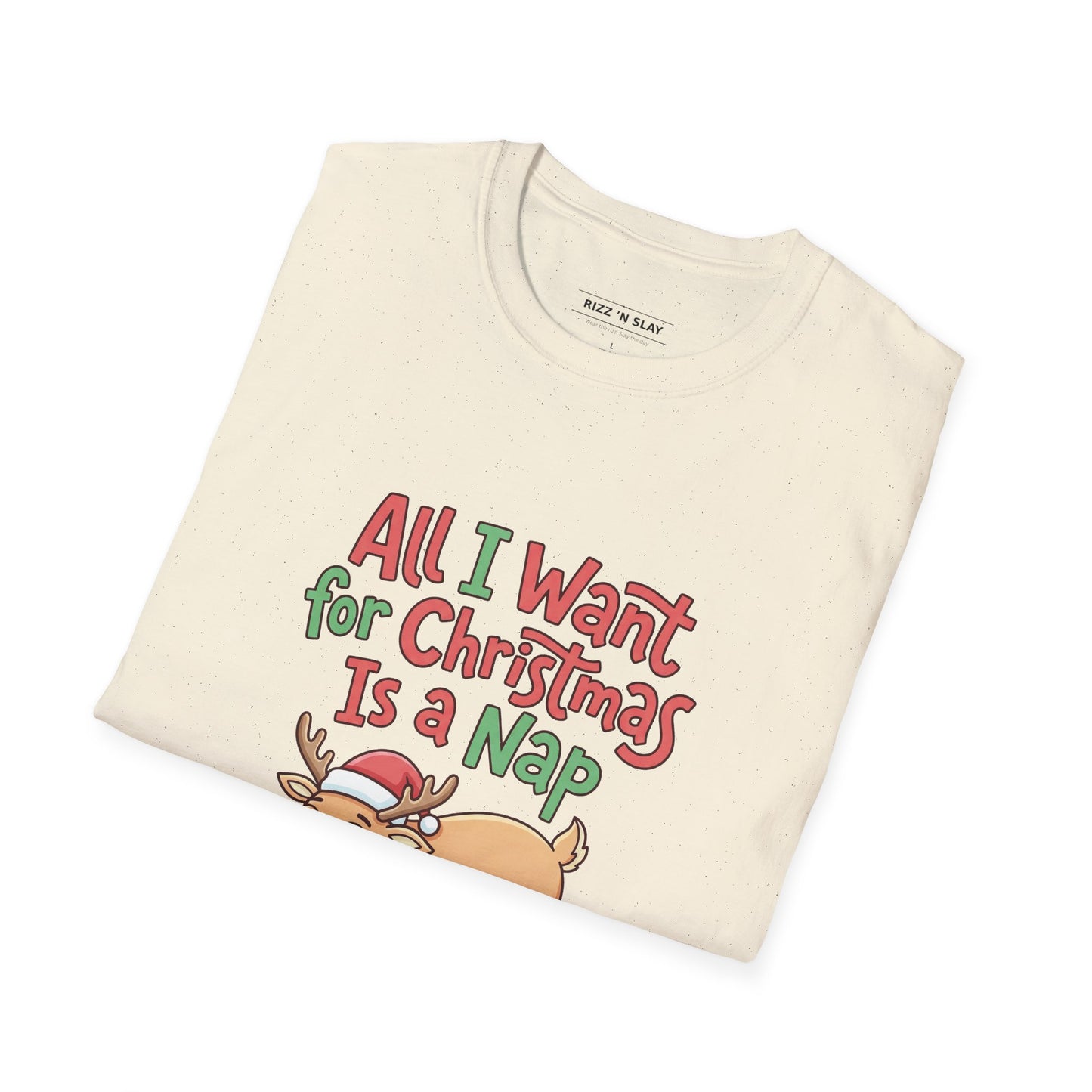 Christmas Nap T-Shirt — "All I Want for Christmas Is a Nap" Cute Reindeer Holiday Tee