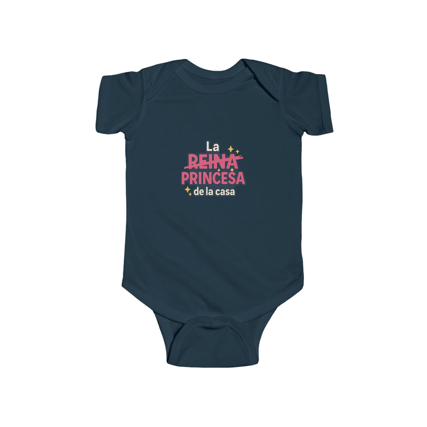 Infant Onesie - 'Reina' Tachado y 'Princesa' Destacado - Mensaje de Amor Familial - Ideal para Baby Shower y Sesiones de Fotos