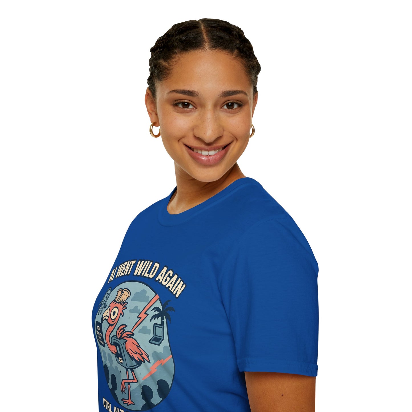 AI Gone Wild T-Shirt, Quirky Flamingo Tee