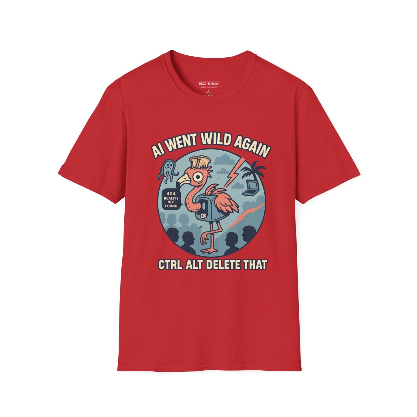 AI Gone Wild T-Shirt, Quirky Flamingo Tee